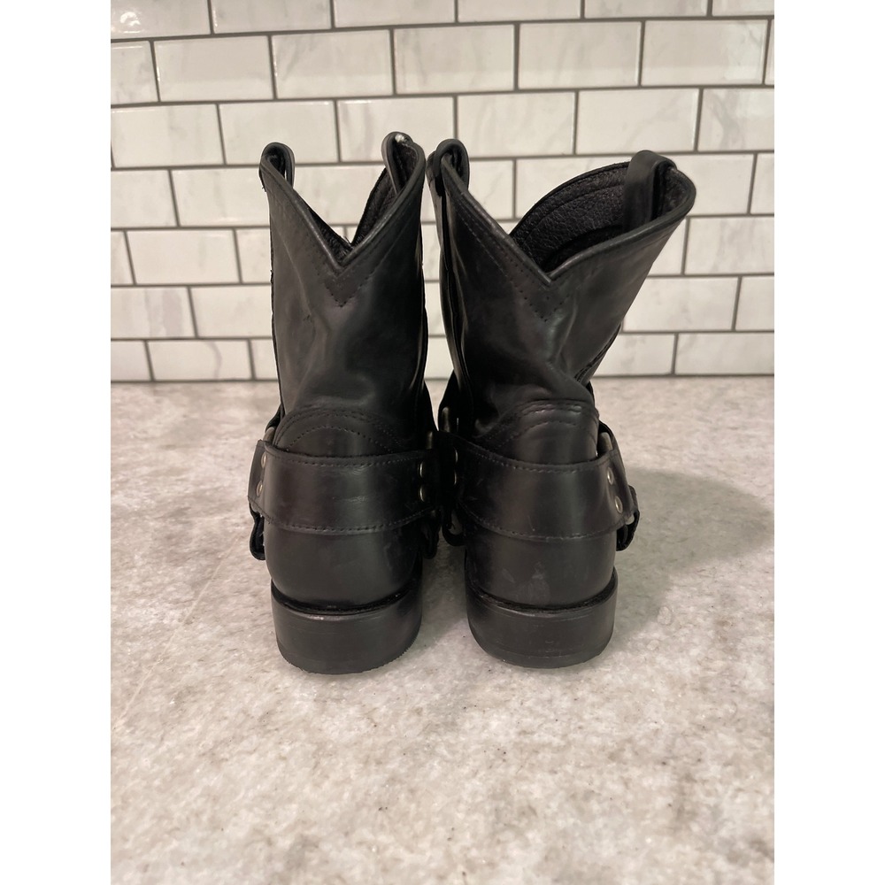 Frye Phillip Riding Boots Womens 6 Black Harness 8R Leather Ankle Moto Classic - Picture 4 of 10